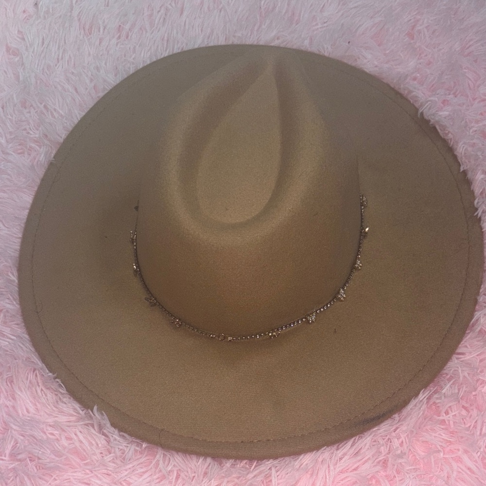 Elegant Tan Women's Hat with Gold Accent